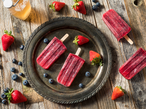 Berry Iced Tea Popsicles with Basilur Pomegranate and Blueberry